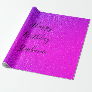 Papier Cadeau Pink Purple Bonne Parties scintillant d'anniversai
