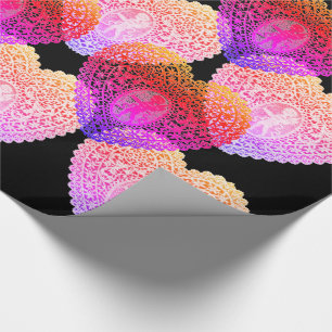 Papier Cadeau PINK PURPLE COUPE DE LACE NOIR COEURS DE LA Saint-