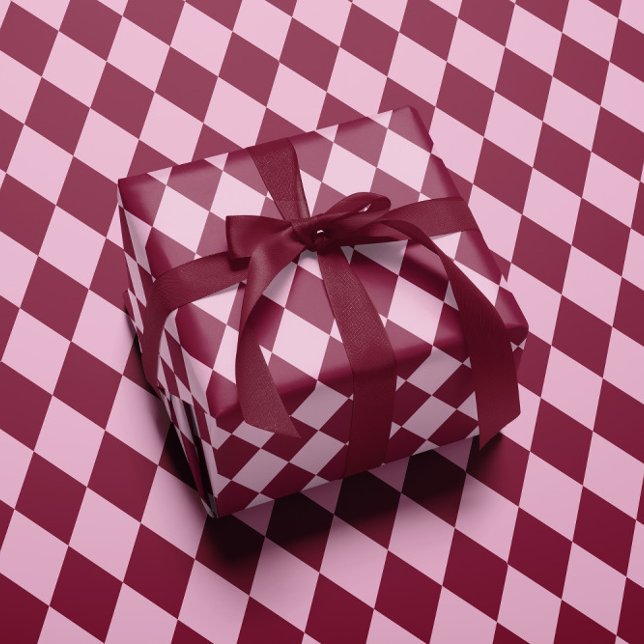 Papier Cadeau Pink red argyle pattern Christmas Wrapping paper (Créateur téléchargé)