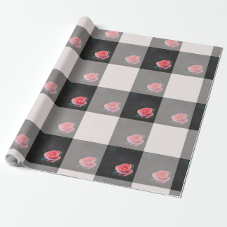 Papier Cadeau Pink rose checkered pattern