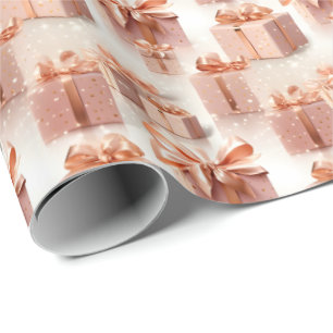 Papier Cadeau Pink & Rose Gold cadeau de Noël Whimsical Festive