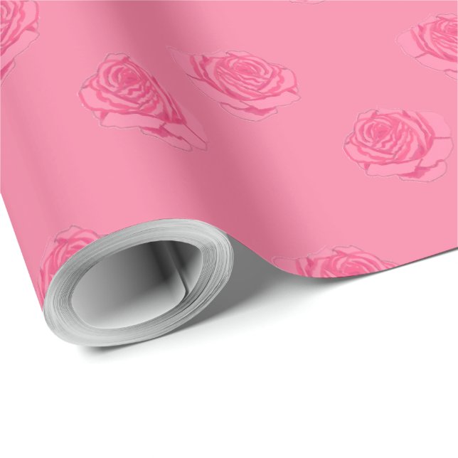 Papier Cadeau Pink roses (Coin rond)