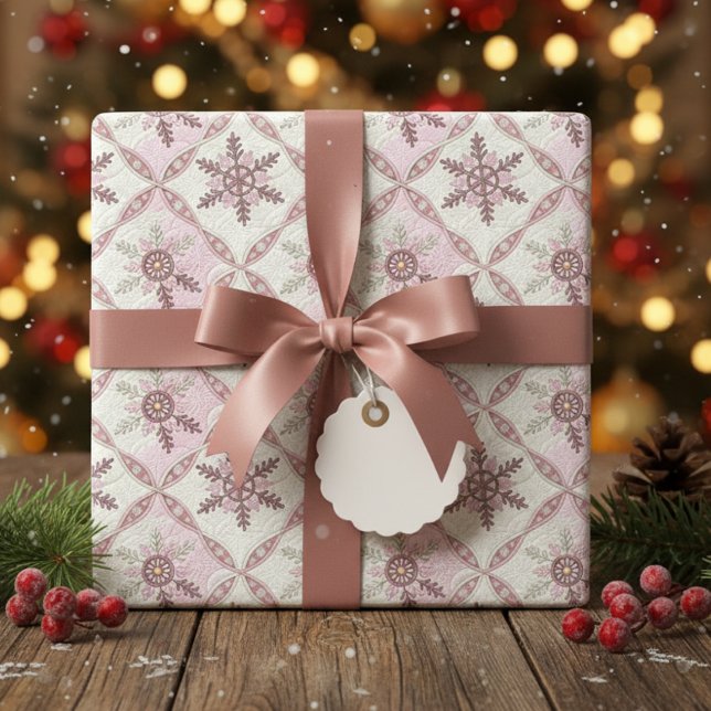 Papier Cadeau Pink Snowflake Motif hiver (Créateur téléchargé)