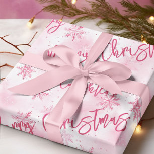 Papier Cadeau Pink Snowflakes Joie Bonheur Rire Noël