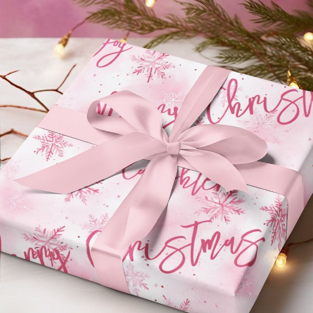 Papier Cadeau Pink Snowflakes Joie Bonheur Rire Noël (Créateur téléchargé)