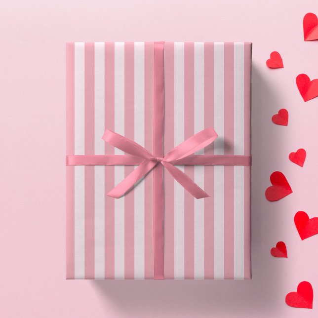 Papier Cadeau Pink Stripe Girly Striped Preppy Girl Minimalist (Créateur téléchargé)