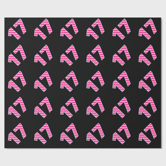Papier Cadeau Pink Stripes 17 N° d'événement (Anniversaire, Anni (Plat)
