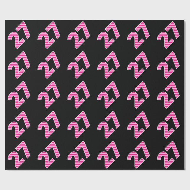 Papier Cadeau Pink Stripes 27 N° d'événement (Anniversaire, Anni (Plat)