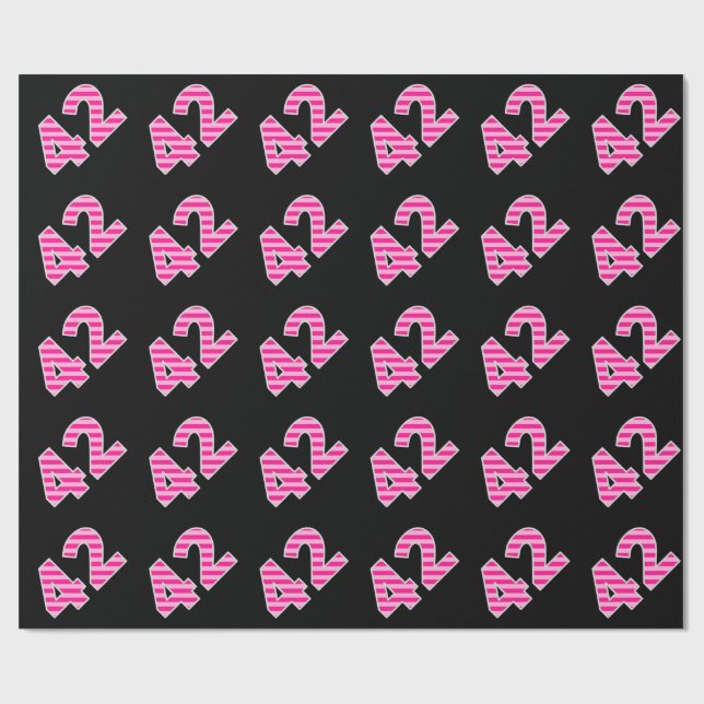 Papier Cadeau Pink Stripes 42 N° d'événement (Anniversaire, Anni (Plat)