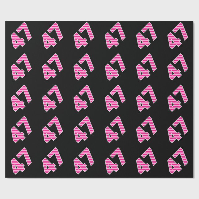 Papier Cadeau Pink Stripes 47 N° d'événement (Anniversaire, Anni (Plat)