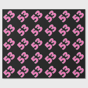 Papier Cadeau Pink Stripes 53 N° d'événement (Anniversaire, Anni