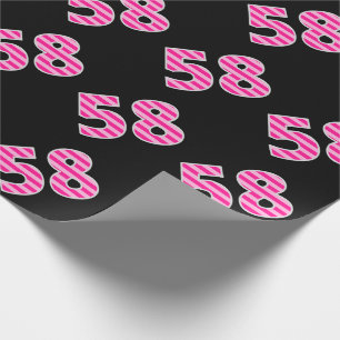 Papier Cadeau Pink Stripes 58 N° d'événement (Anniversaire, Anni
