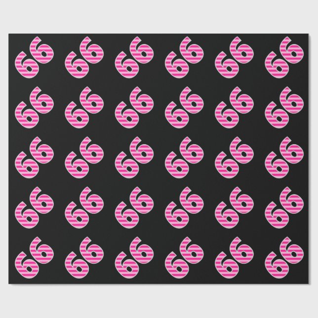 Papier Cadeau Pink Stripes 66 N° d'événement (Anniversaire, Anni (Plat)