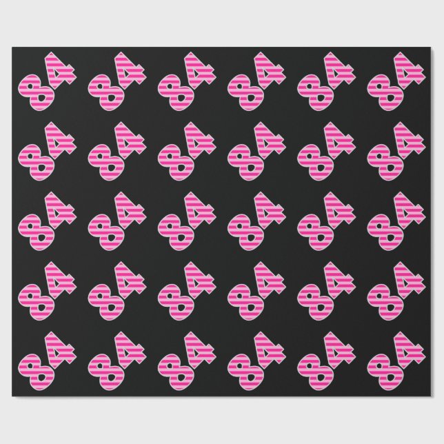 Papier Cadeau Pink Stripes 84 N° d'événement (Anniversaire, Anni (Plat)