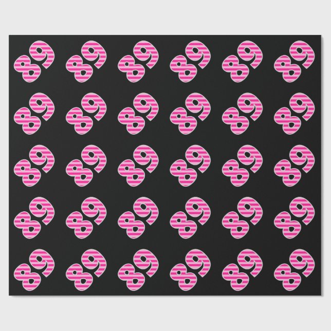 Papier Cadeau Pink Stripes 89 N° d'événement (Anniversaire, Anni (Plat)
