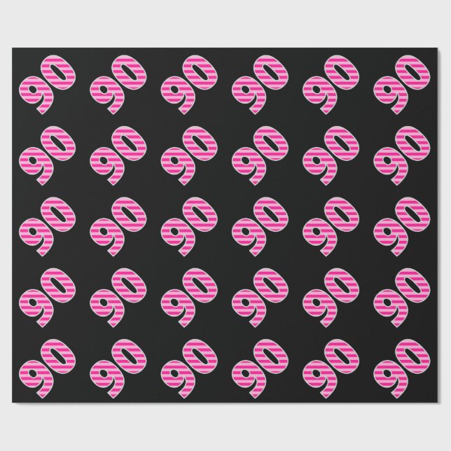 Papier Cadeau Pink Stripes 90 N° d'événement (Anniversaire, Anni (Plat)