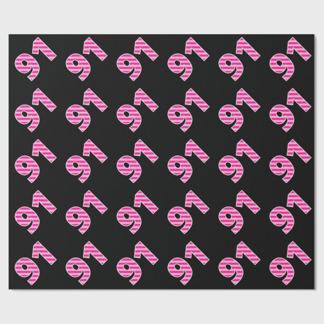 Papier Cadeau Pink Stripes 91 N° d'événement (Anniversaire, Anni (Plat)