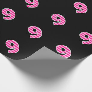 Papier Cadeau Pink Stripes 9 N° d'événement (Anniversaire, Anniv
