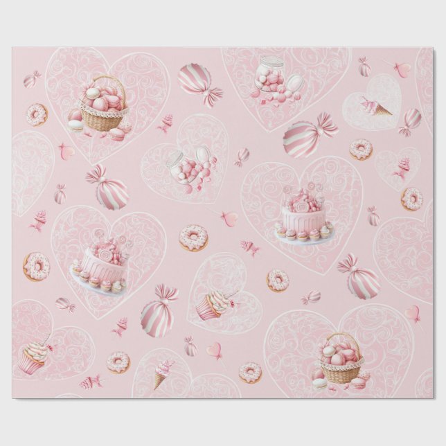Papier Cadeau Pink Sweet One Birthday Wrapping Paper (Plat)