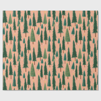 Papier Cadeau Pink Tree Gift Wrap, Modern Holiday Wrapping Paper