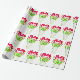 Papier Cadeau Pink Tulips floral Aquarelle Art élégant