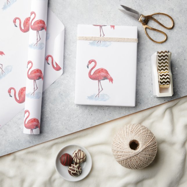 Papier Cadeau Pink watercolor Flamingo . (Artisanat)