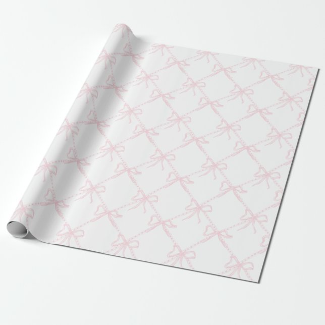 Papier Cadeau Pink & White Bow, Grandmillenium Pink Coquette (Déroulé)