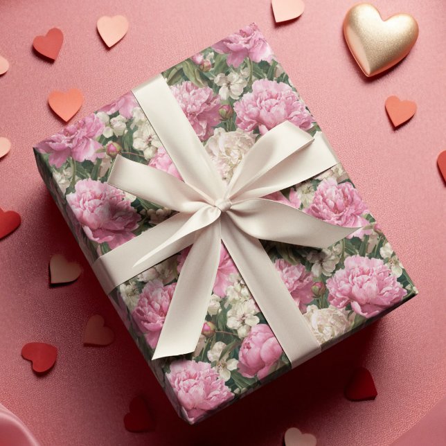 Papier Cadeau Pink & White Floral Pattern Easter Wrapping Paper (Créateur téléchargé)