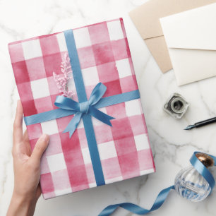 Papier Cadeau Pink White Plaid Stripes Anniversaire