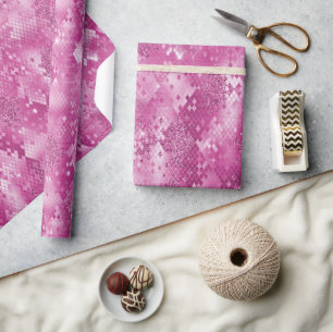 Papier Cadeau Pink White Sparken Print