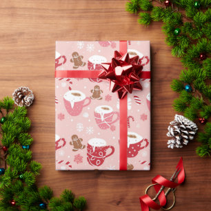 Papier Cadeau Pink Wonderland : Coupes de cacao et Noël