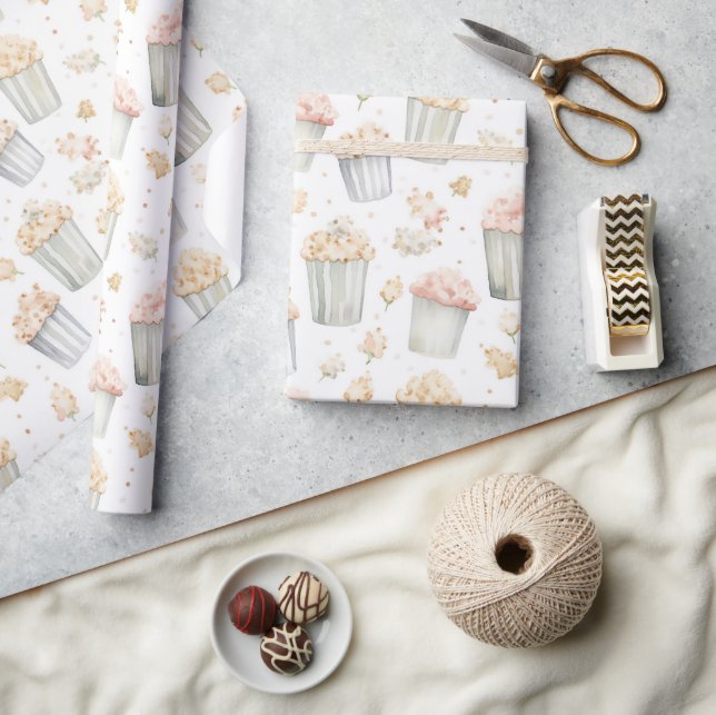 Papier Cadeau Pink Yellow Popcorn Birthday (Artisanat)