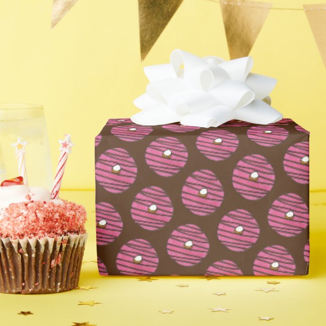 Papier Cadeau Pink Zebra Stripe Donut Doughnut Donuts Junk Food (Fête d'anniversaire)