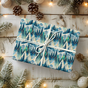 Papier Cadeau Pins célestes Hiver Abstrait