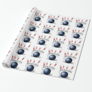 Papier Cadeau Pins de quilles et boules de quilles personnalisée