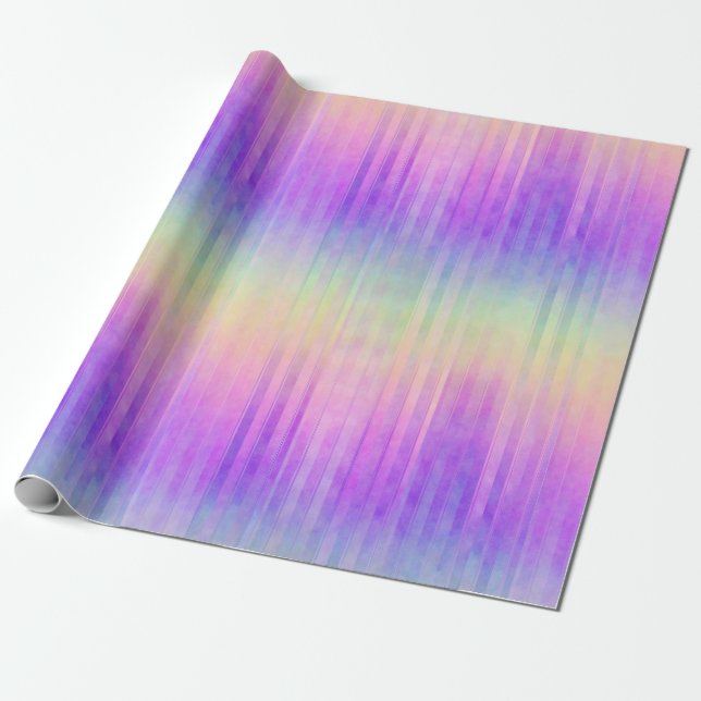 Papier Cadeau pinstripe arc-en-ciel holo : (Déroulé)