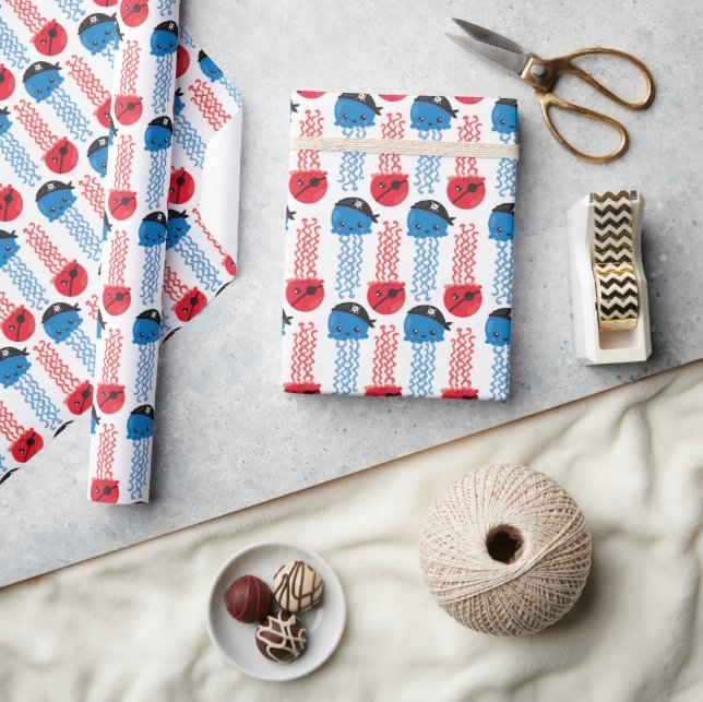 Papier Cadeau Pirate Jellyfish, Motif de méduses, Sea Animaux (Artisanat)