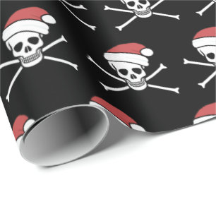 Papier Cadeau Pirate jolly roger de crâne dans un chapeau de sa