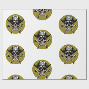 Papier Cadeau Pirate Party Skull Gold