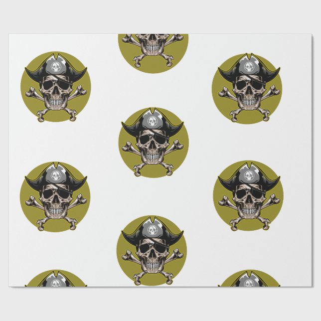 Papier Cadeau Pirate Party Skull Gold (Plat)