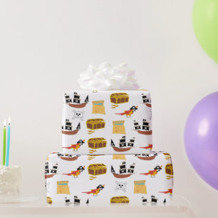 Papier Cadeau Pirate Ship Treasure Motif à thème de coffre