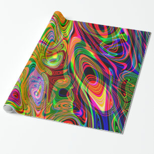 Papier Cadeau Pirouettes abstraites fluorescentes psychédéliqu