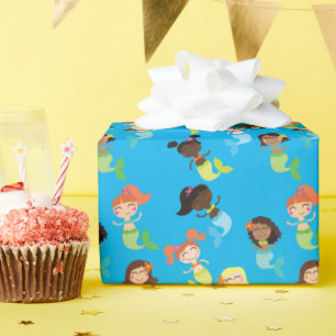 Papier Cadeau Piscine de sirènes Enfants d'anniversaire