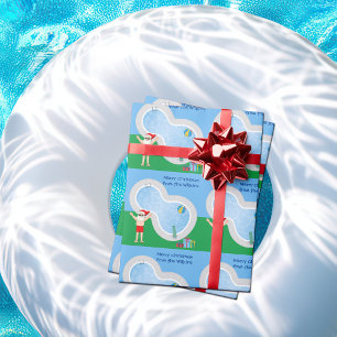 Papier Cadeau Piscine Santa Claus Funny Custom Christmas