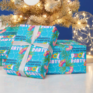 Papier Cadeau Piscine tropicale fête anniversaire cadeau