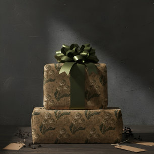 Papier Cadeau Pissenlit crânien gothique botanique sépia