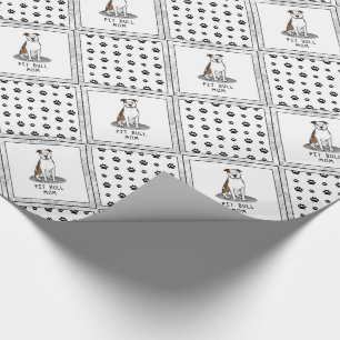 Papier Cadeau Pit Bull Maman (lt brindle white 3) Chien Maman