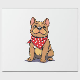 Papier Cadeau Pitbull Bouledogue Mignon avec Bandana Amoureux de