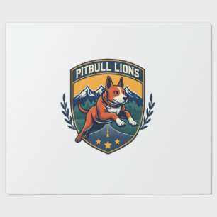 Papier Cadeau Pitbull Lions Vintage Mascot Badge Sport Vector D