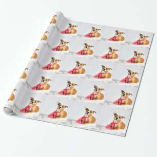 Papier Cadeau Pitbull Puppy Love en rose